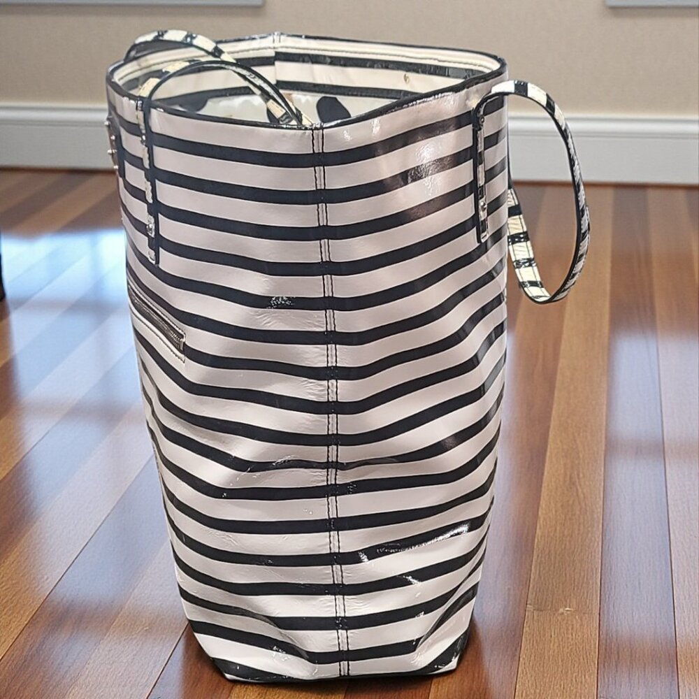 Kate Spade Penn Valley Cream & Brown Stripe Shopper Tote | Classic & Spacious - Picture 3 of 9